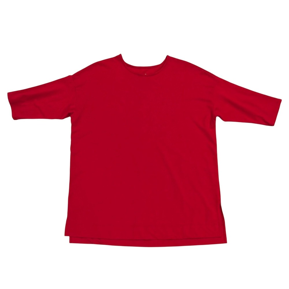 J.Jill Luxe Supima Ballet-Sleeve Tunic Size LP Cotton Blend Red Relaxed Capsule - Picture 2 of 9